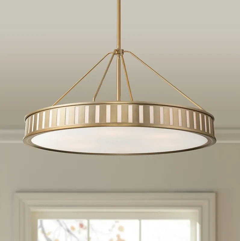 Crystorama Kendal 28" Wide Vibrant Gold Drum Pendant Light