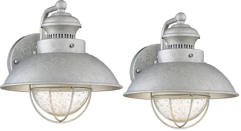 Fordham 8 1/2" High Galvanized LED Wall Sconce Set of 2
