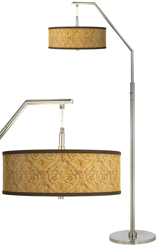 Golden Versailles Giclee Shade Arc Floor Lamp