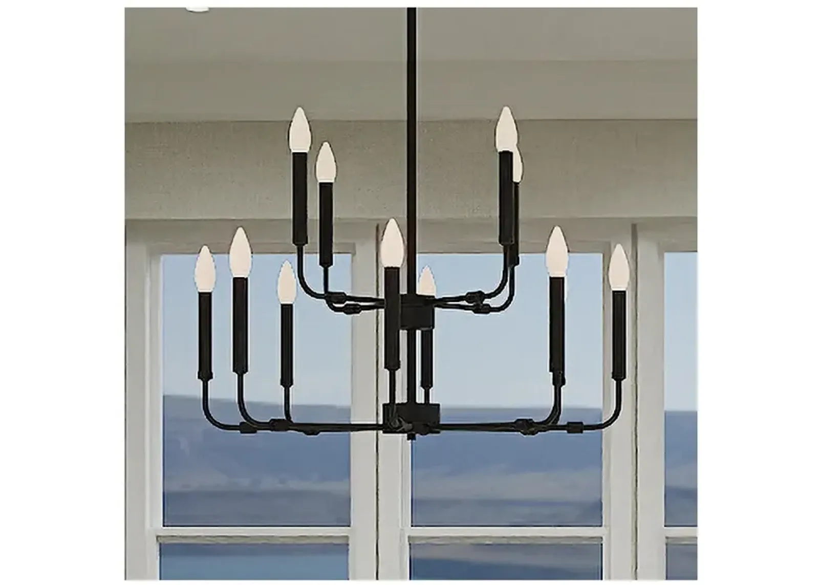 Quoizel Abner 28"W Matte Black 12-Light 2-Tier Chandelier