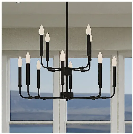 Quoizel Abner 28"W Matte Black 12-Light 2-Tier Chandelier