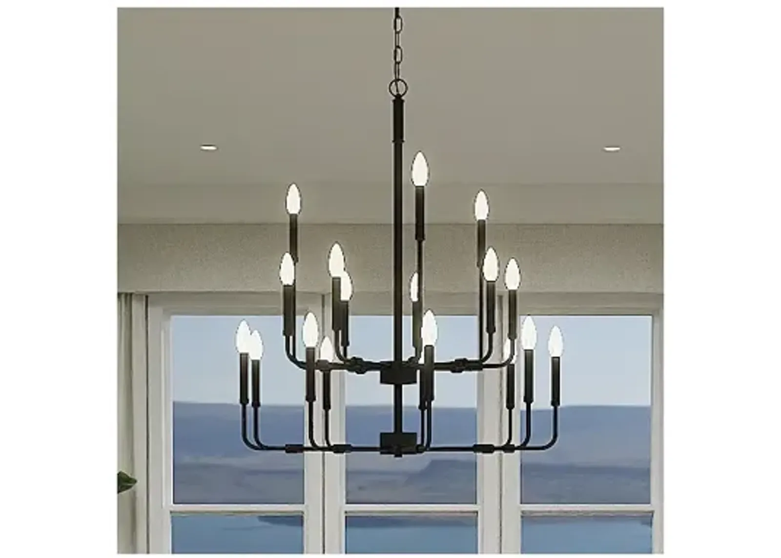 Abner 18-Light Matte Black Chandelier