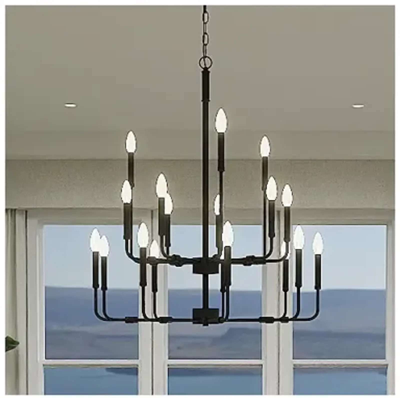 Abner 18-Light Matte Black Chandelier