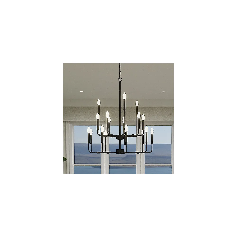 Abner 18-Light Matte Black Chandelier