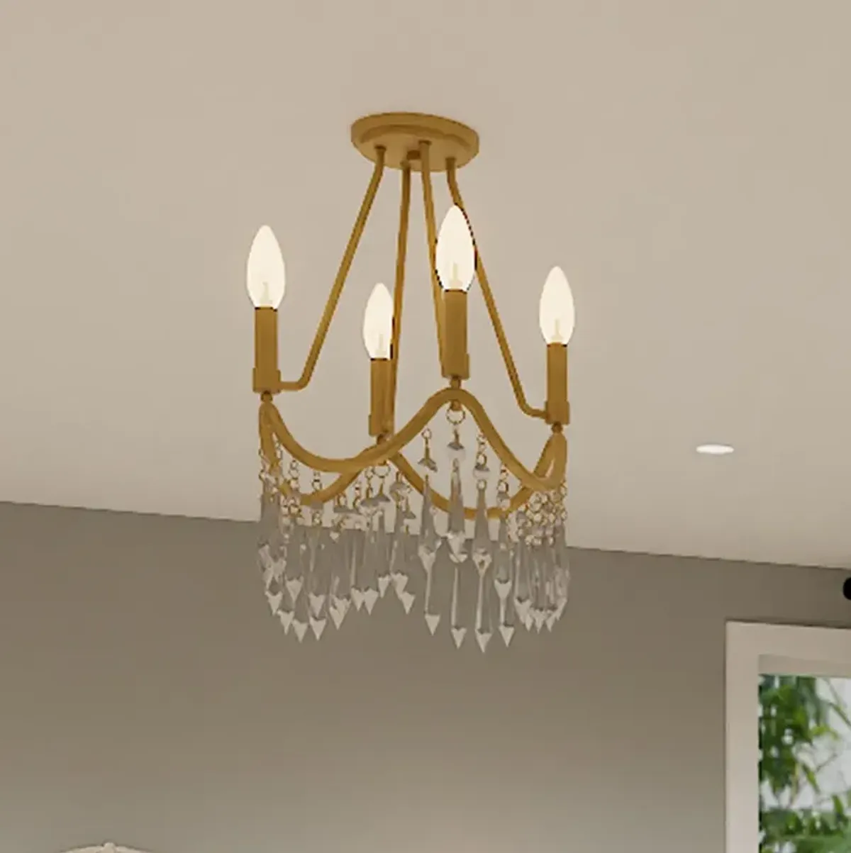 Airedale 4-Light Aged Brass Semi-Flush Mount