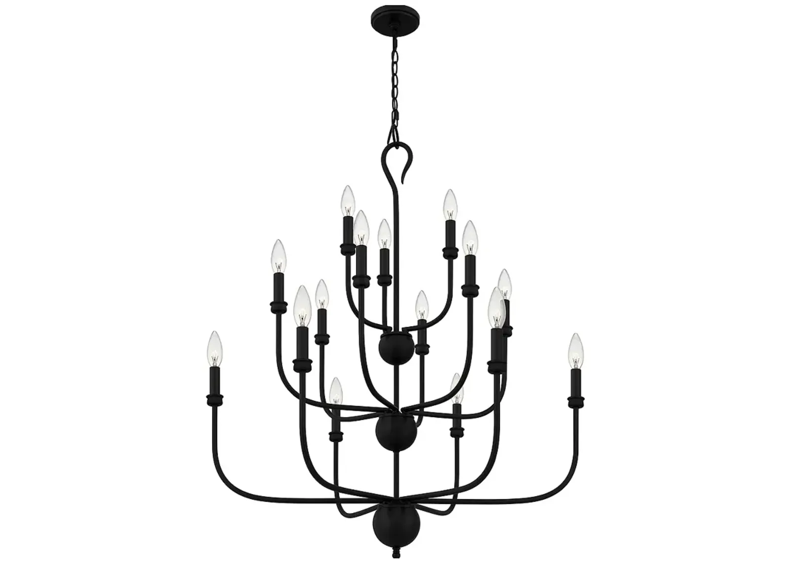 Quoizel Blanche 32" Matte Black 15-Light Tiered Candelabra Chandelier