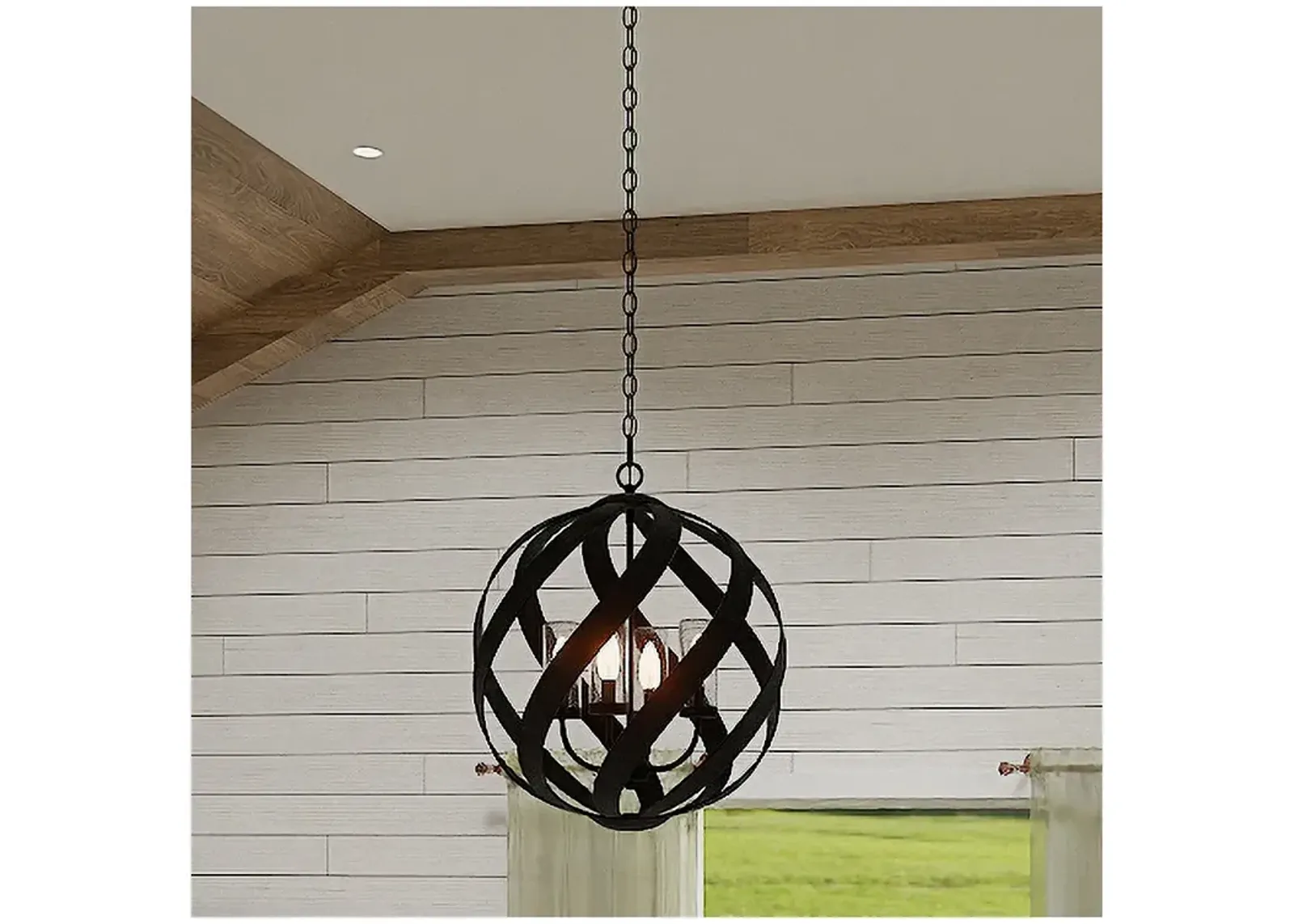 Quoizel Blacksmith 19 1/2" Wide 4-Light Black Ribbon Open Orb Pendant