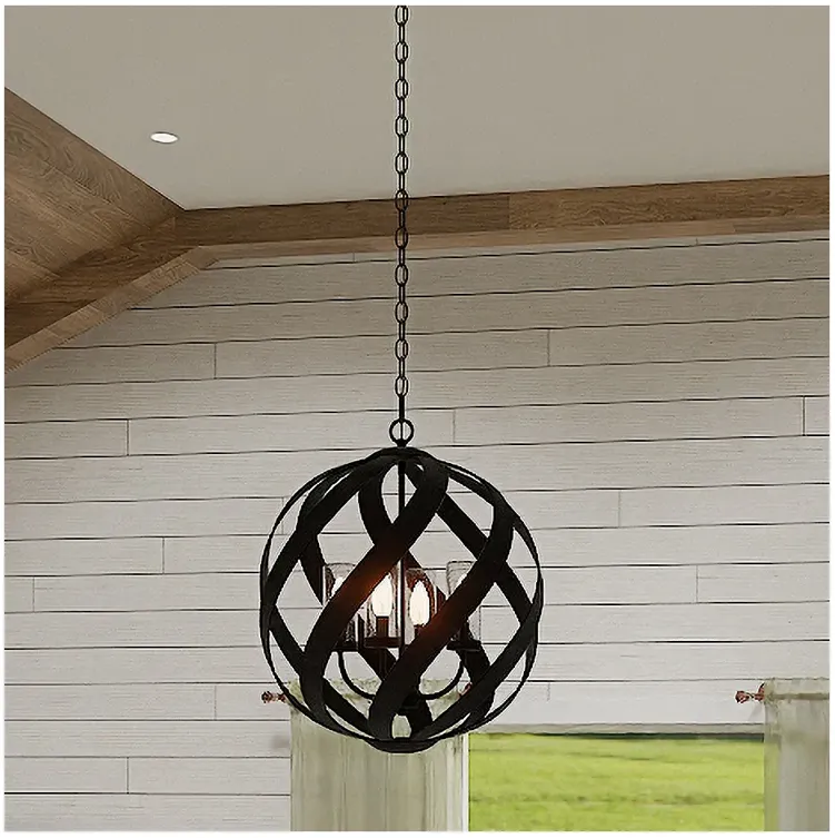 Quoizel Blacksmith 19 1/2" Wide 4-Light Black Ribbon Open Orb Pendant