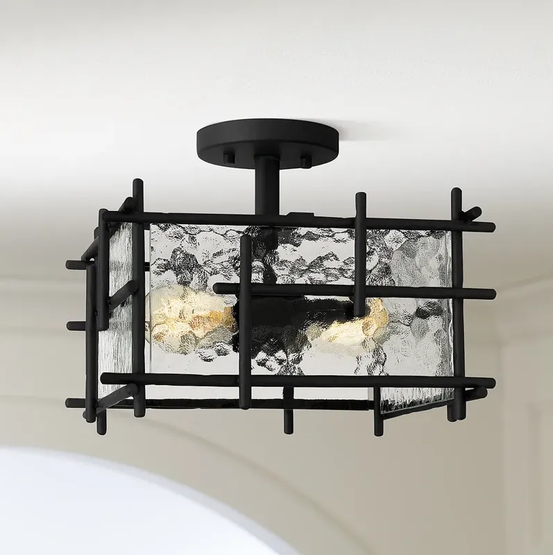 Quoizel Daphne 13" Wide Matte Black 2-Light Ceiling Light