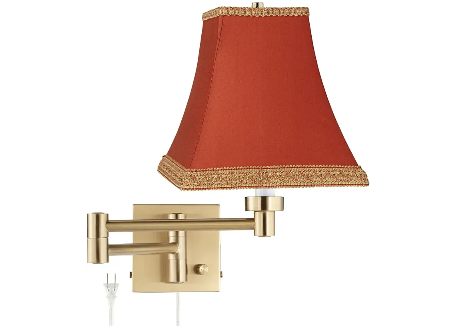 Barnes and Ivy Rust Orange Alta Square Warm Gold Swing Arm Wall Light