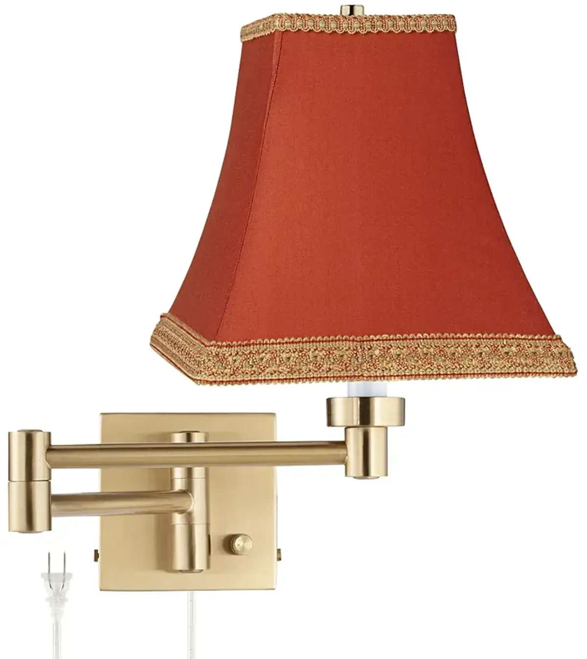 Barnes and Ivy Rust Orange Alta Square Warm Gold Swing Arm Wall Light