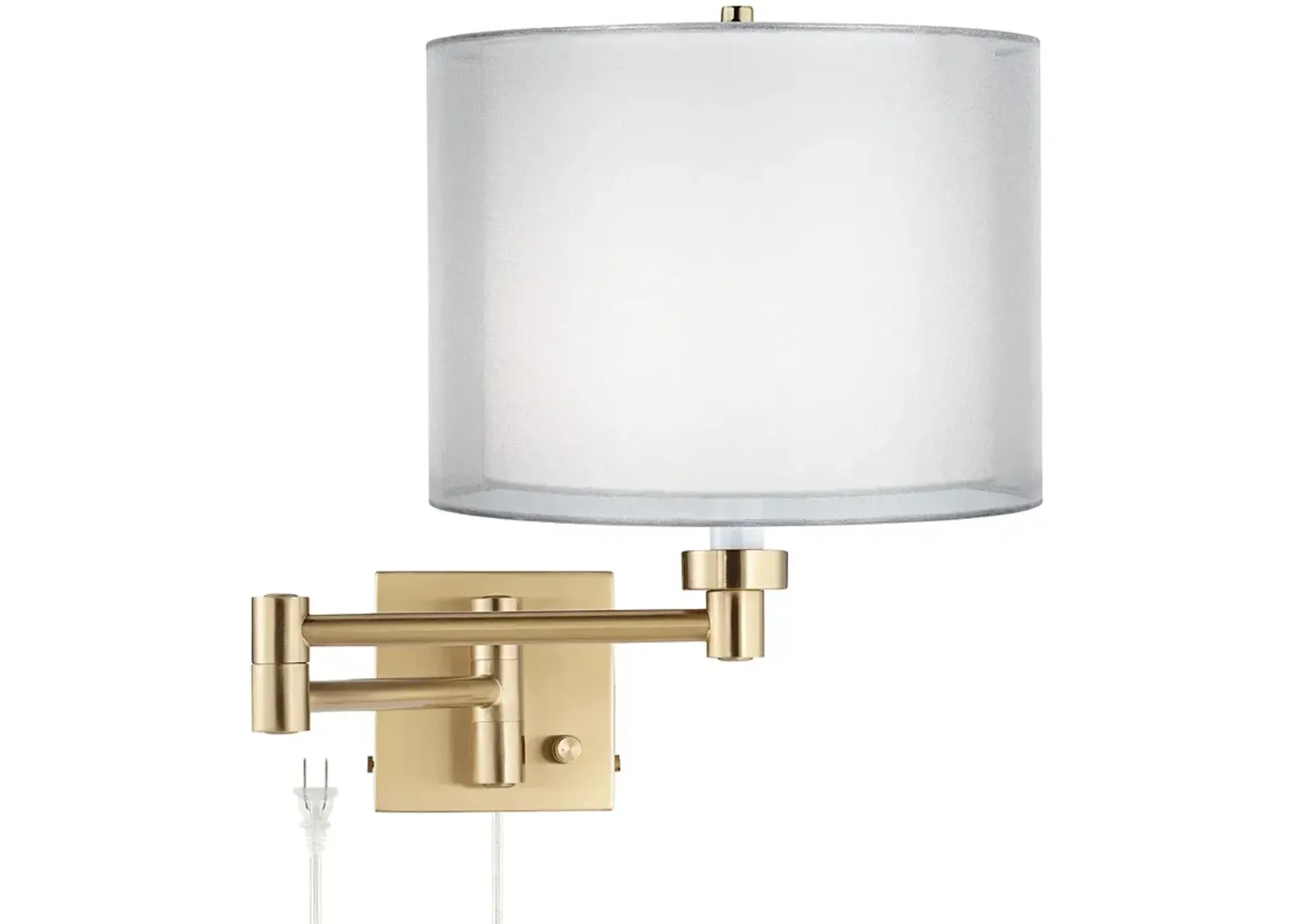 Barnes and Ivy Alta Double Shade Warm Gold Swing Arm Plug-In Wall Lamp