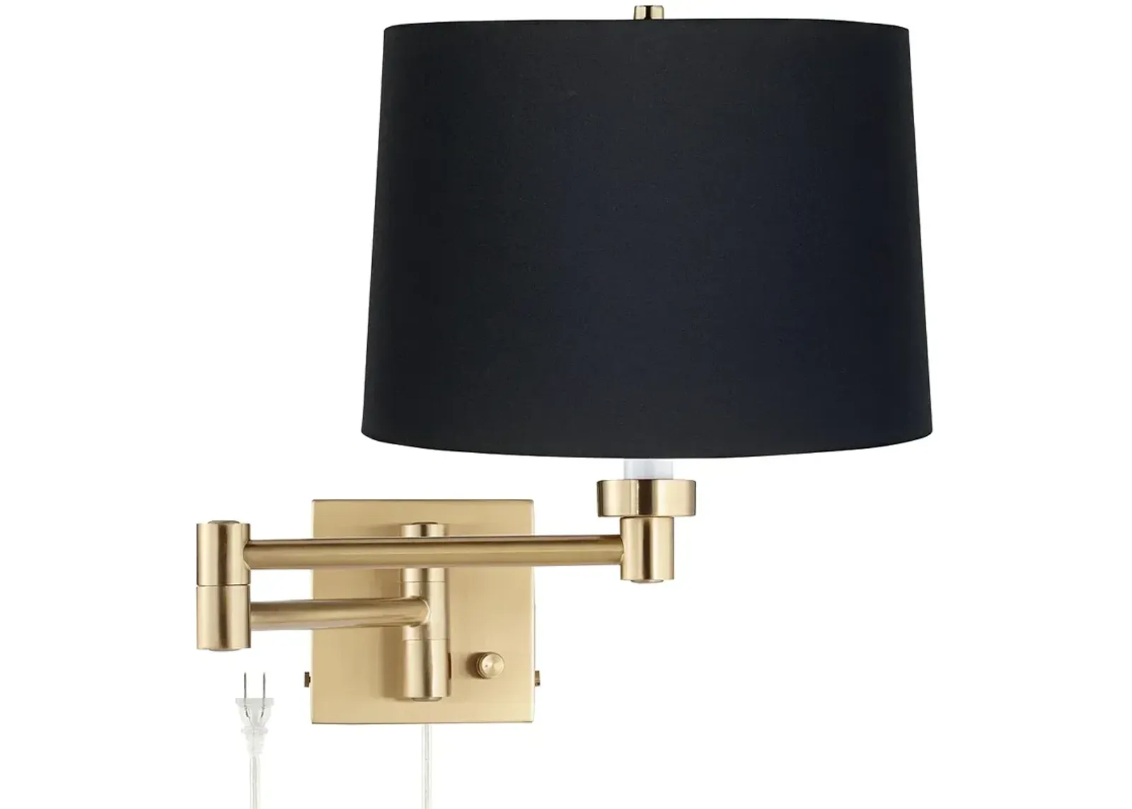 Barnes and Ivy Alta Square Black Drum Warm Gold Swing Arm Plug-In Wall Lamp