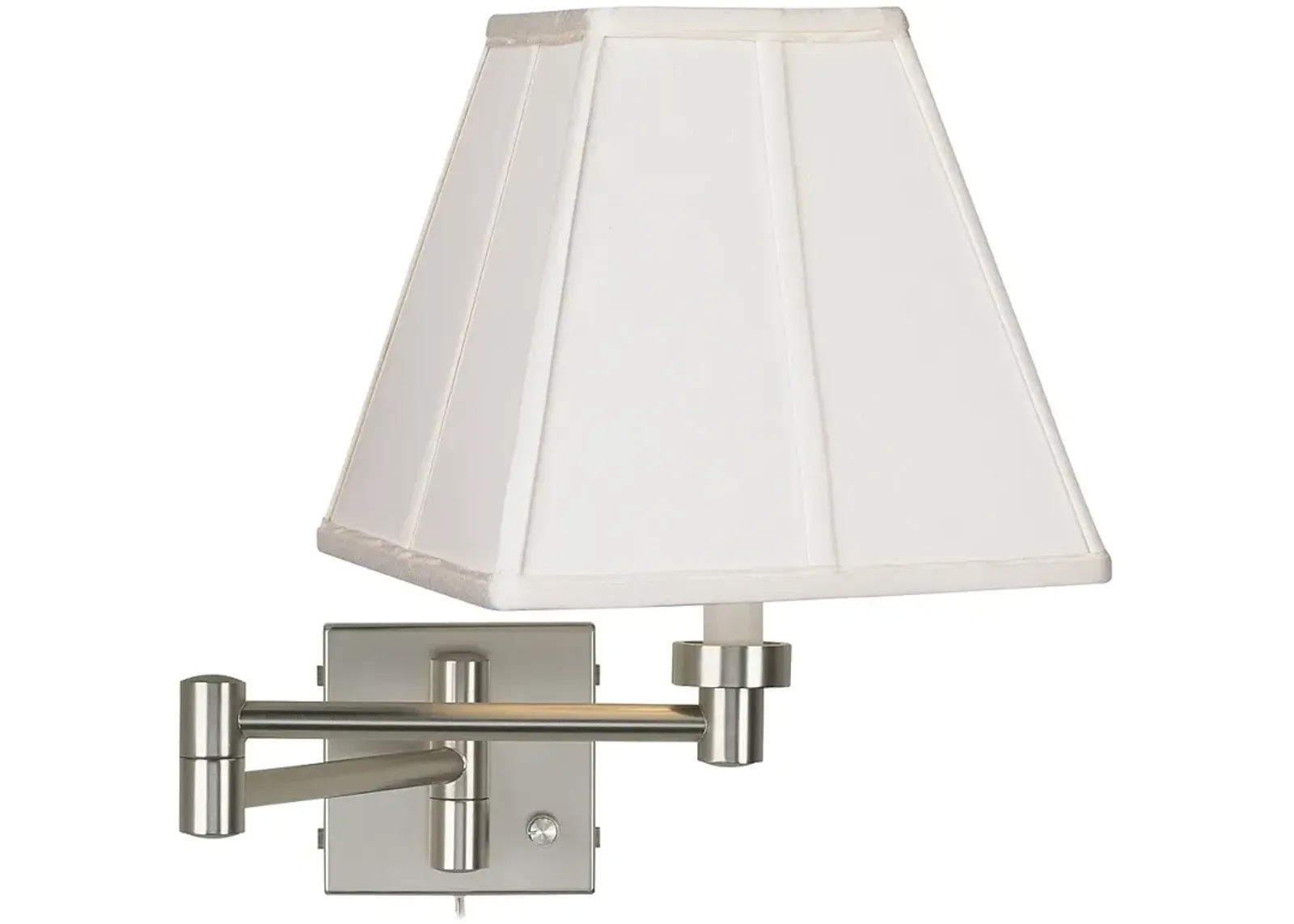 Possini Euro Ivory Shade Brushed Nickel Plug-In Swing Arm Wall Lamp