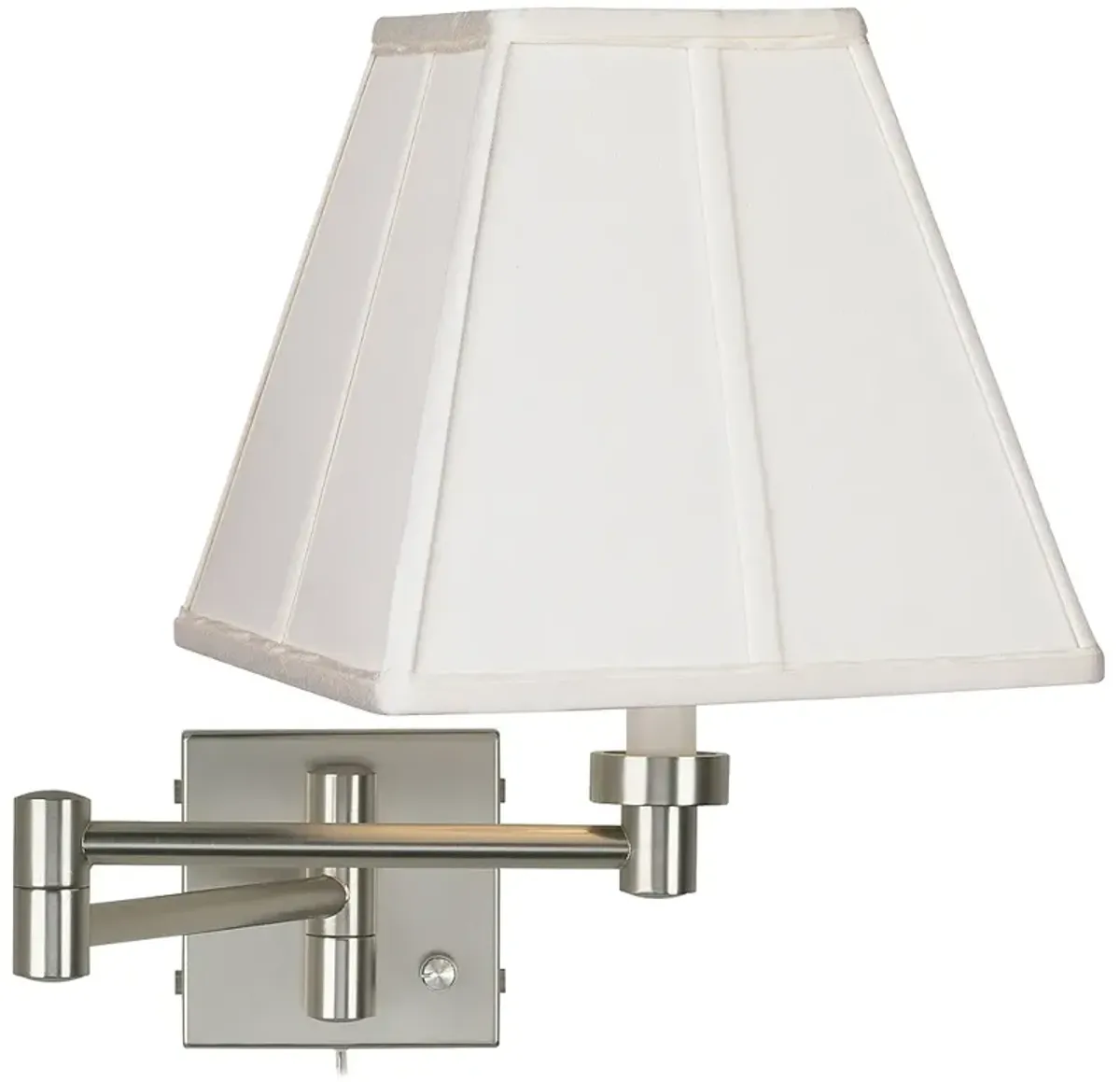 Possini Euro Ivory Shade Brushed Nickel Plug-In Swing Arm Wall Lamp