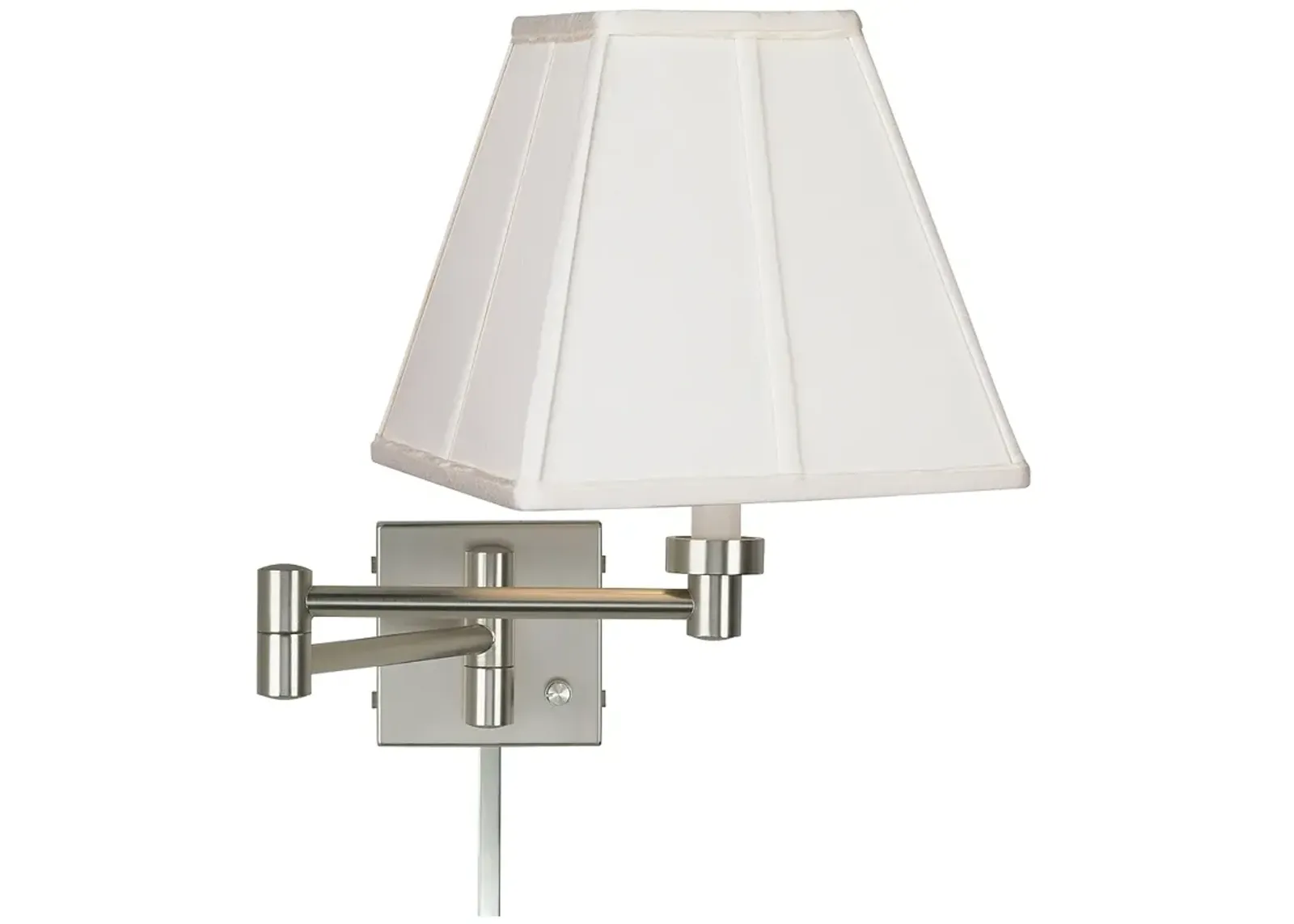 Possini Euro Ivory Square Brushed Nickel Swing Arm Lamp with Cord Cover