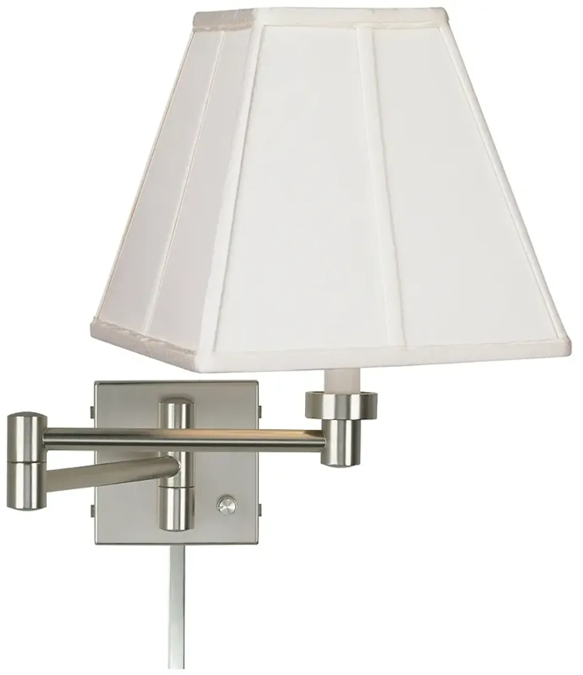 Possini Euro Ivory Square Brushed Nickel Swing Arm Lamp with Cord Cover