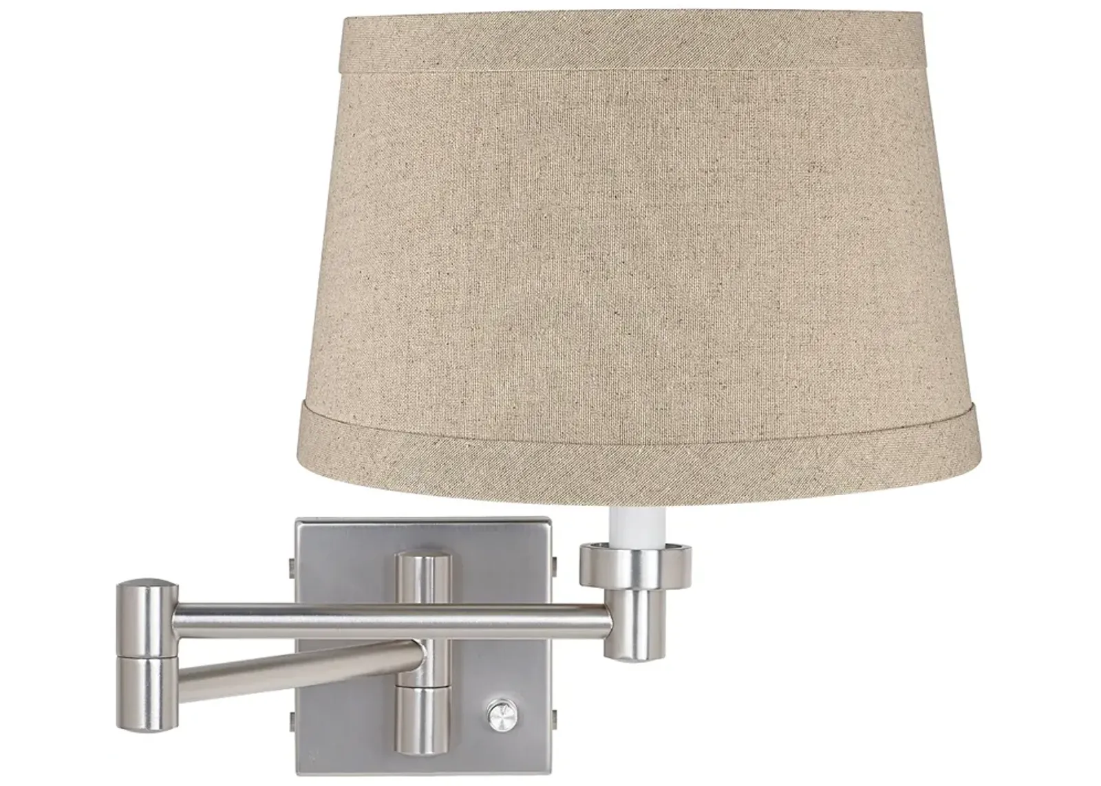 Possini Euro Natural Linen Drum Brushed Nickel Swing Arm Wall Lamp