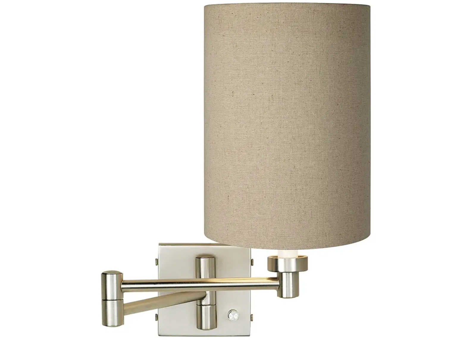 Possini Euro Tan Cylinder - Brushed Nickel Plug-In Swing Arm Wall Lamp