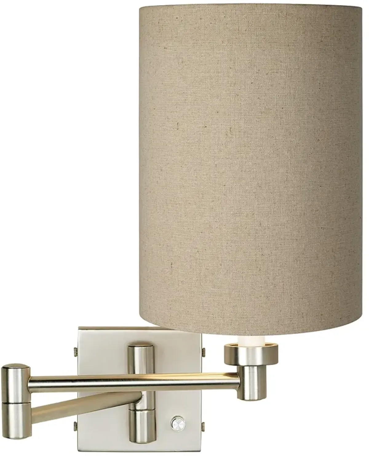 Possini Euro Tan Cylinder - Brushed Nickel Plug-In Swing Arm Wall Lamp