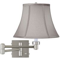 Possini Euro Pewter Gray Bell Brushed Nickel Swing Arm Wall Lamp