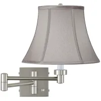 Possini Euro Pewter Gray Bell Brushed Nickel Swing Arm Wall Lamp