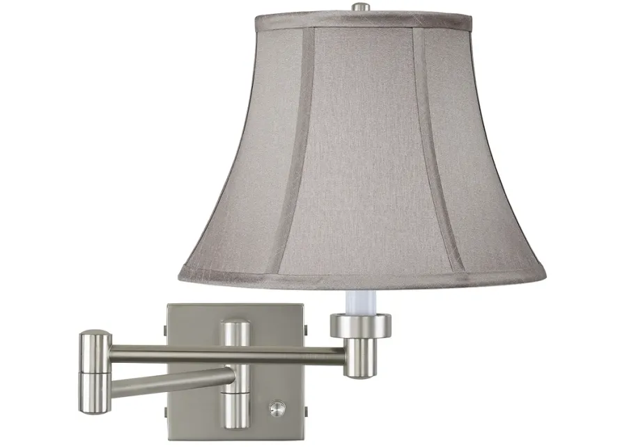 Possini Euro Pewter Gray Bell Brushed Nickel Swing Arm Wall Lamp