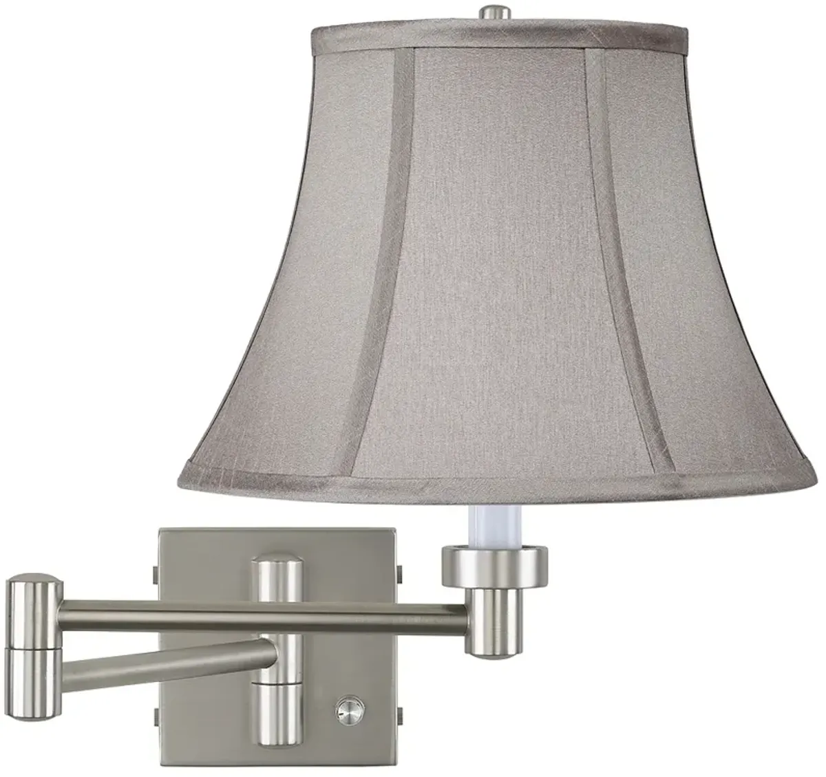 Possini Euro Pewter Gray Bell Brushed Nickel Swing Arm Wall Lamp