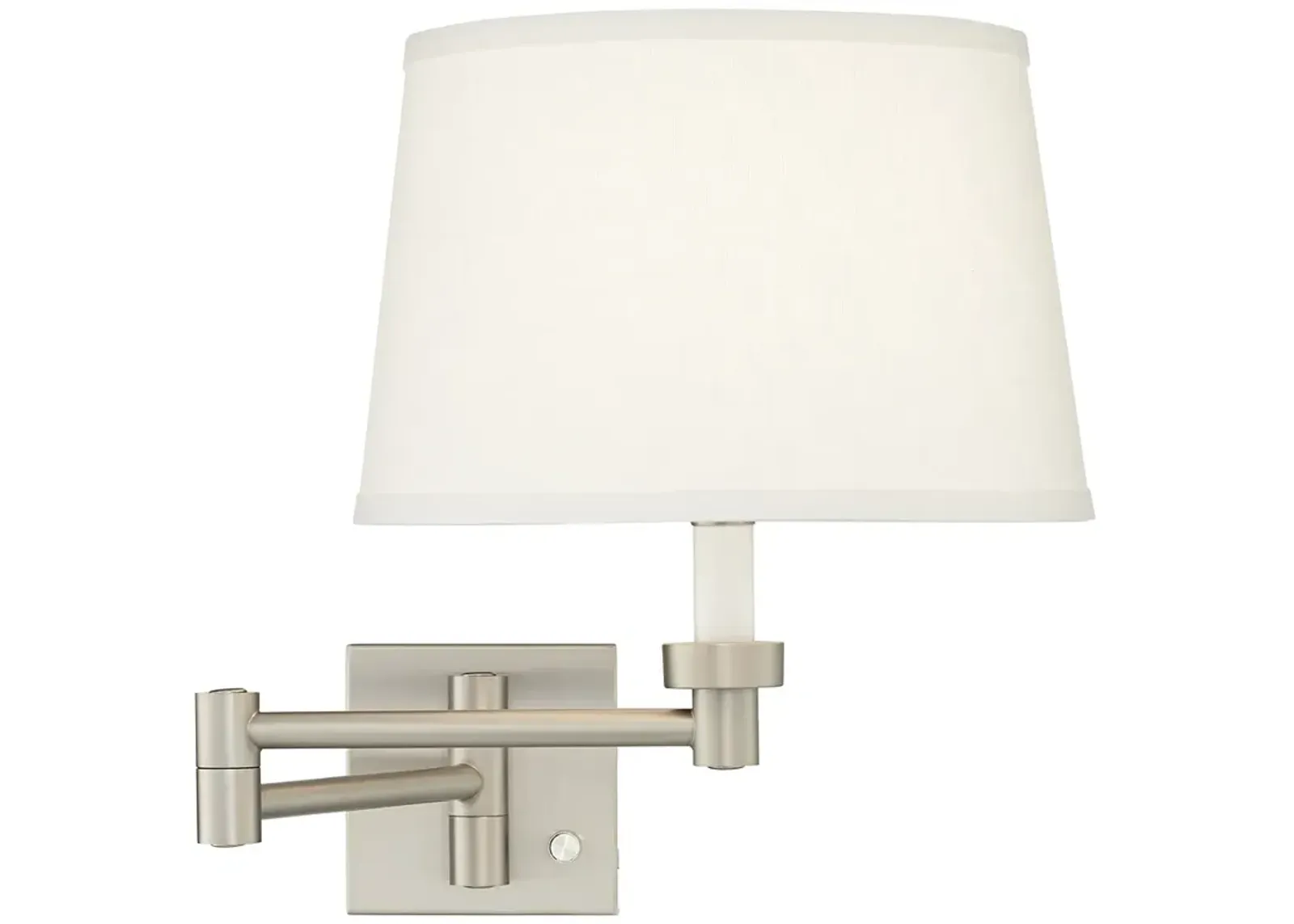 Possini White Linen Shade Brushed Nickel Adjustable Plug-In Wall Lamp