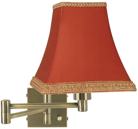 Barnes and Ivy Antique Brass Rust Shade Swing Arm Plug-In Wall Lamp