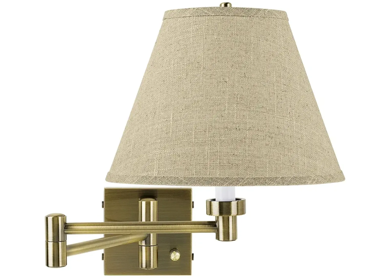 Barnes and Ivy Fine Burlap Empire Antique Brass Swing Arm Wall Lamp