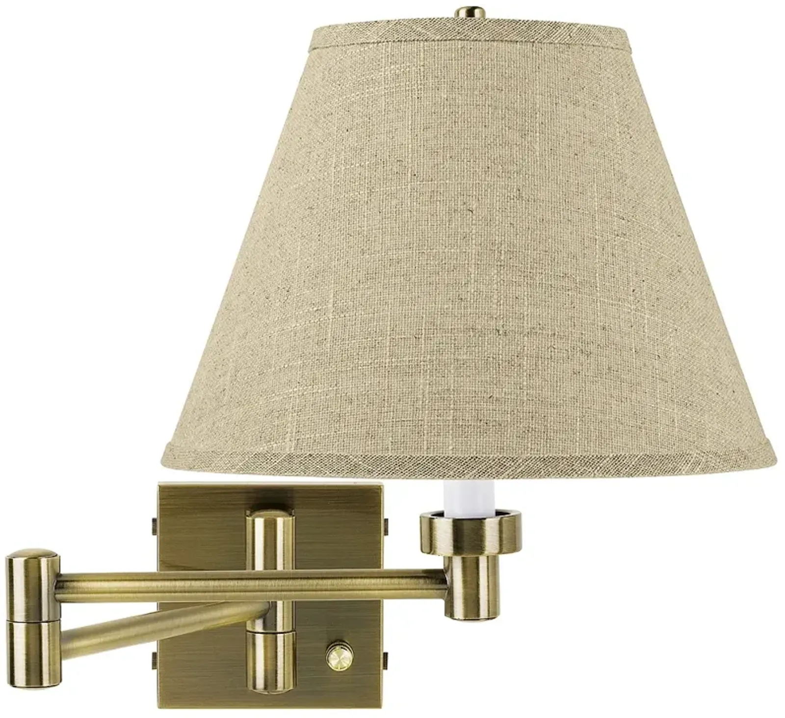 Barnes and Ivy Fine Burlap Empire Antique Brass Swing Arm Wall Lamp