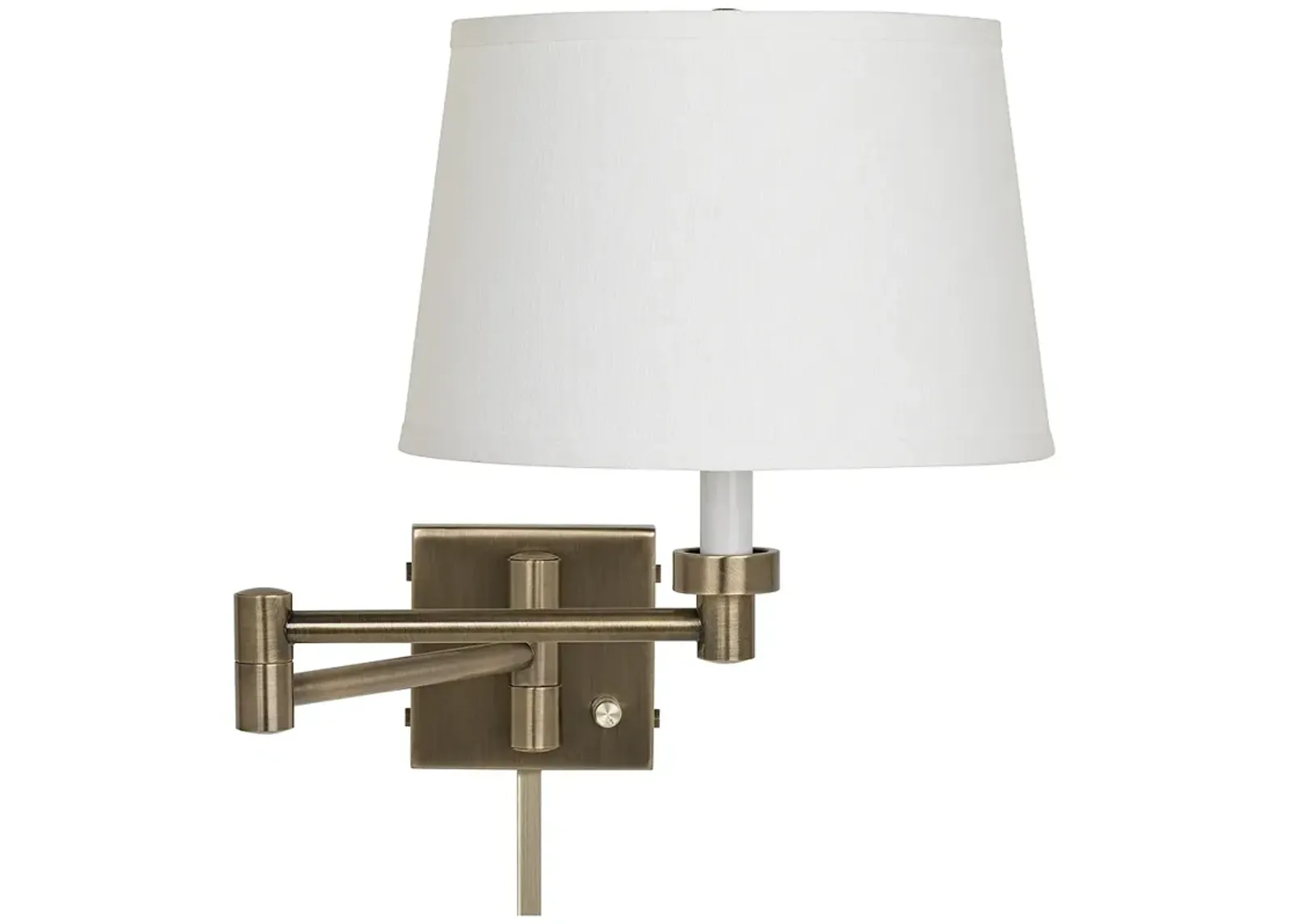 Barnes and Ivy Linen and Brass Swing Arm Plug-In Wall Lamp with Cord Cover