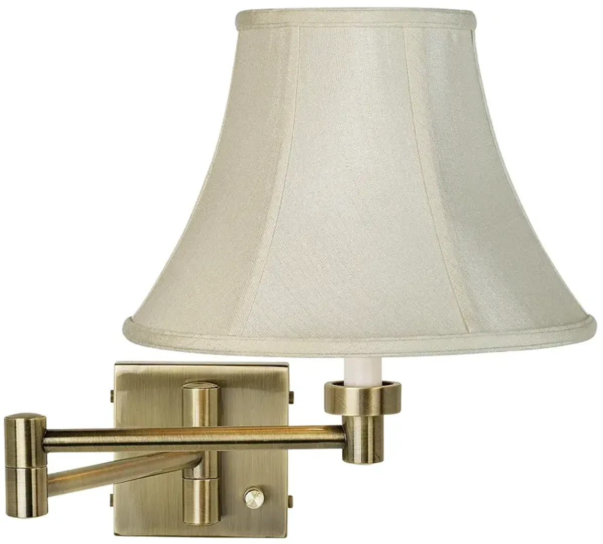 Barnes and Ivy Creme Bell Shade Antique Brass Plug-In Swing Arm Wall Light