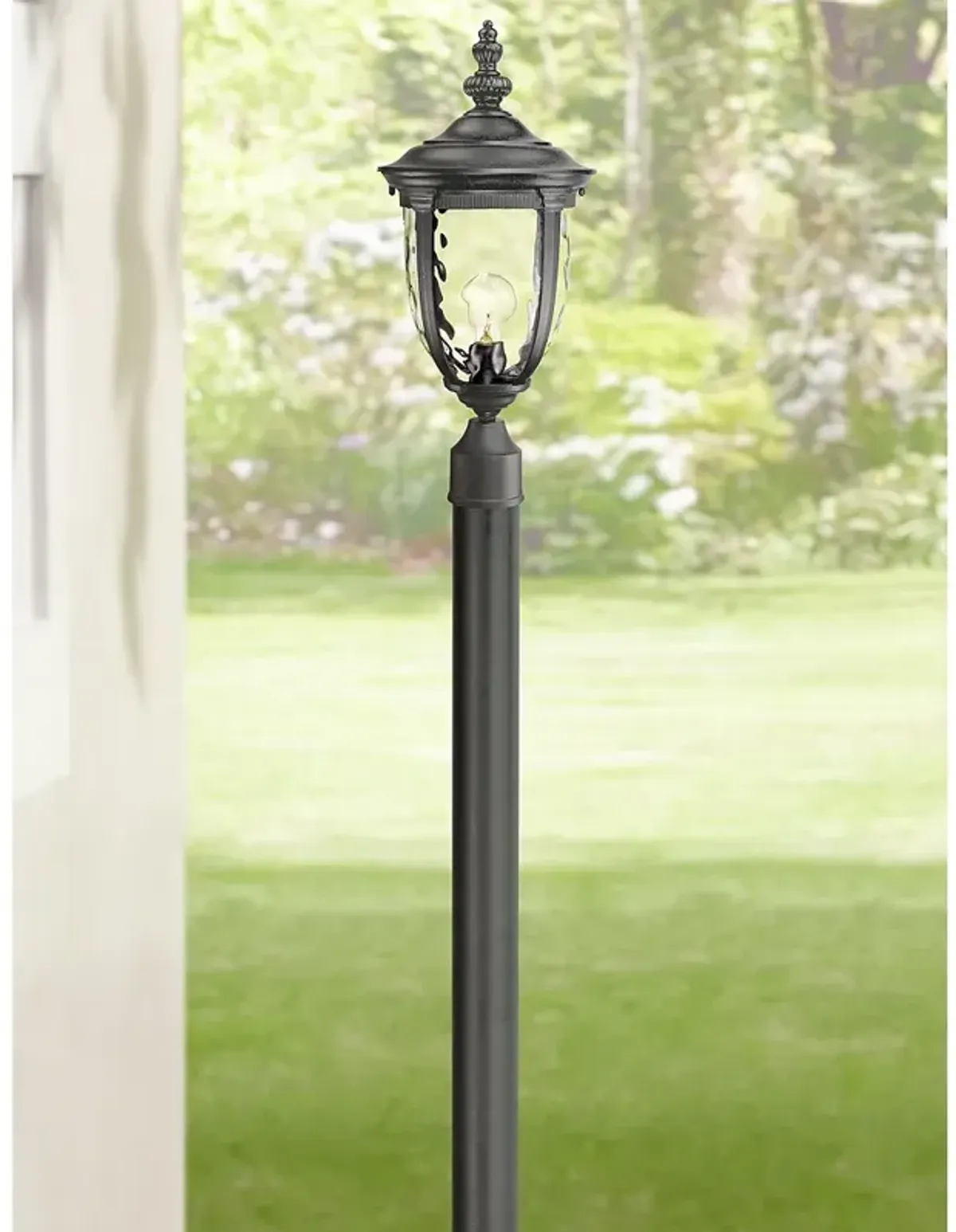 Bellagio 103" High Black Outdoor Post Light with Burial Pole