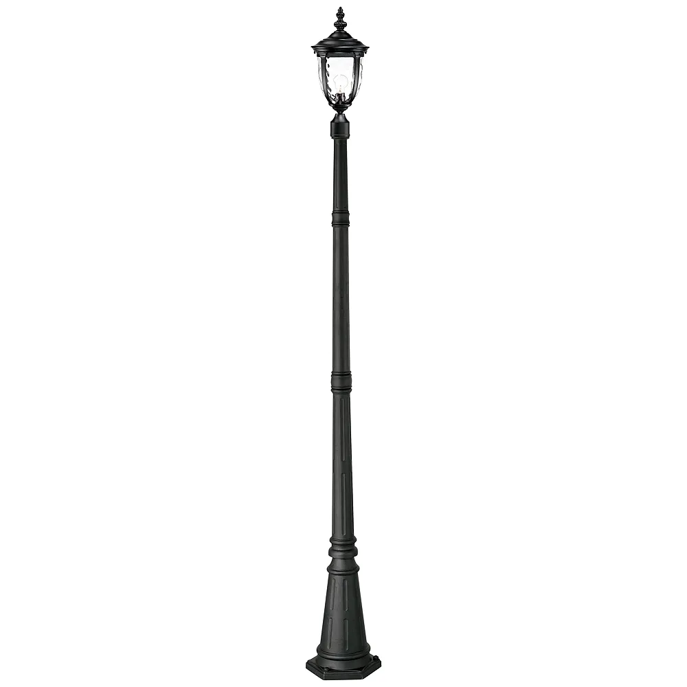 Bellagio 95 3/4" High Black Post Light with Flat Base Pole