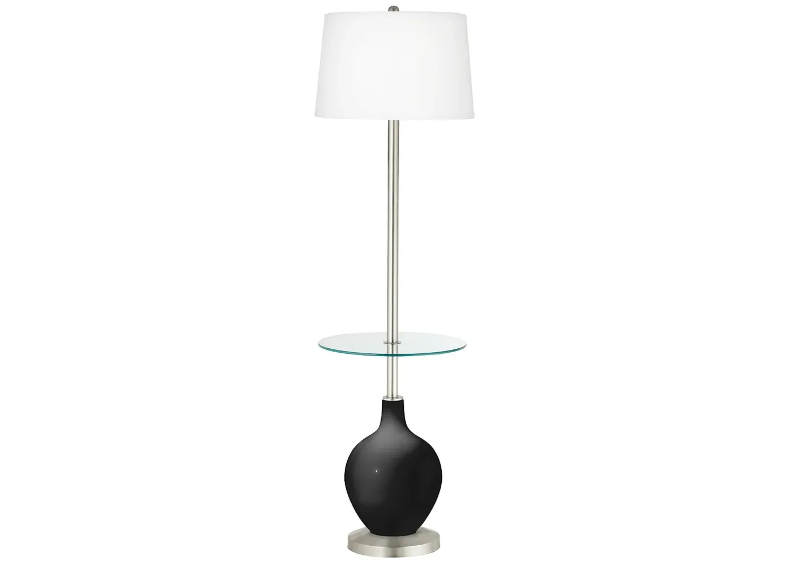 Color Plus Ovo 59" High Tricorn Black Tray Table Floor Lamp