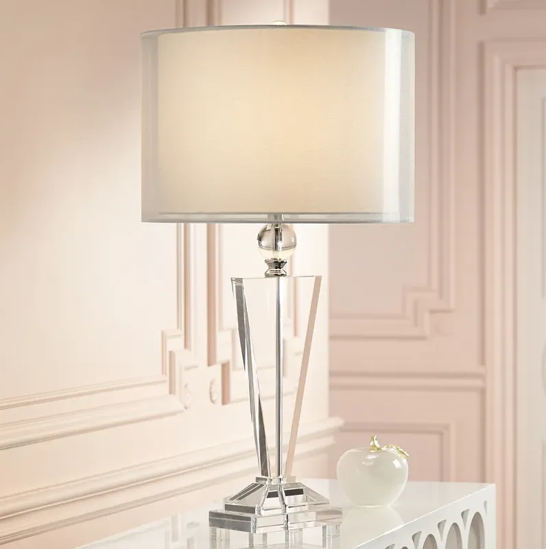 Vienna Full Spectrum Double Sheer Silver Crystal Trophy Table Lamp