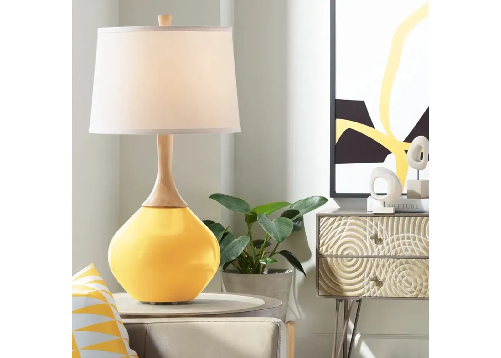 Color Plus Wexler 31" White Shade Modern Goldenrod Yellow Table Lamp