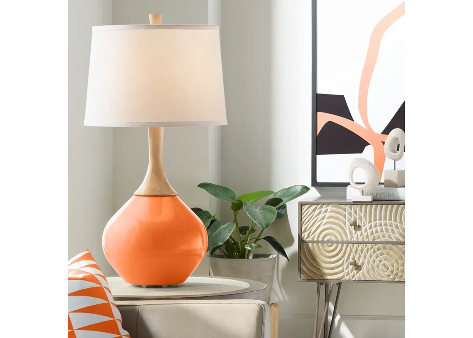 Color Plus Wexler 31" White Shade Modern Invigorate Orange Table Lamp