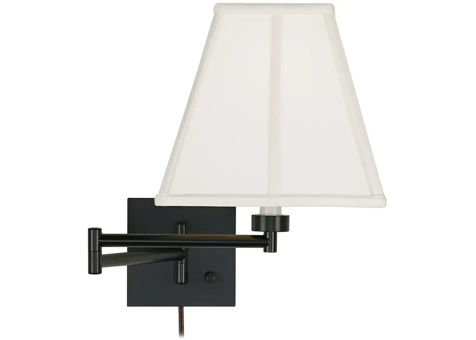 Barnes and Ivy Ivory Square Shade Espresso Plug-In Swing Arm Wall Lamp