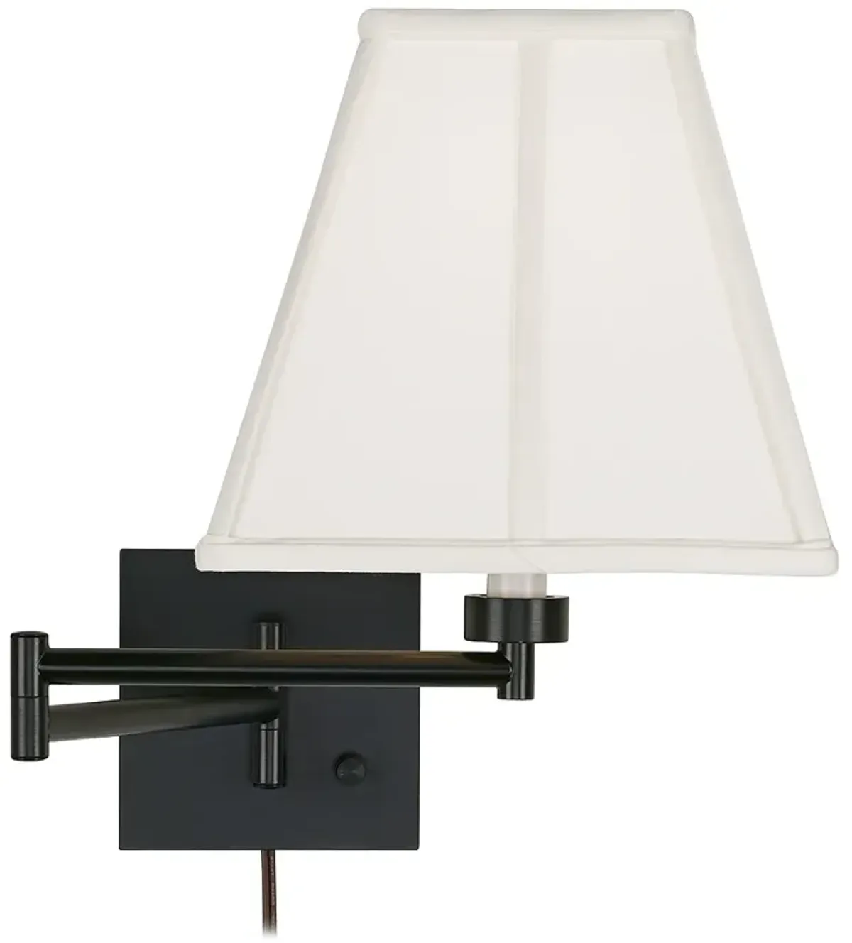 Barnes and Ivy Ivory Square Shade Espresso Plug-In Swing Arm Wall Lamp