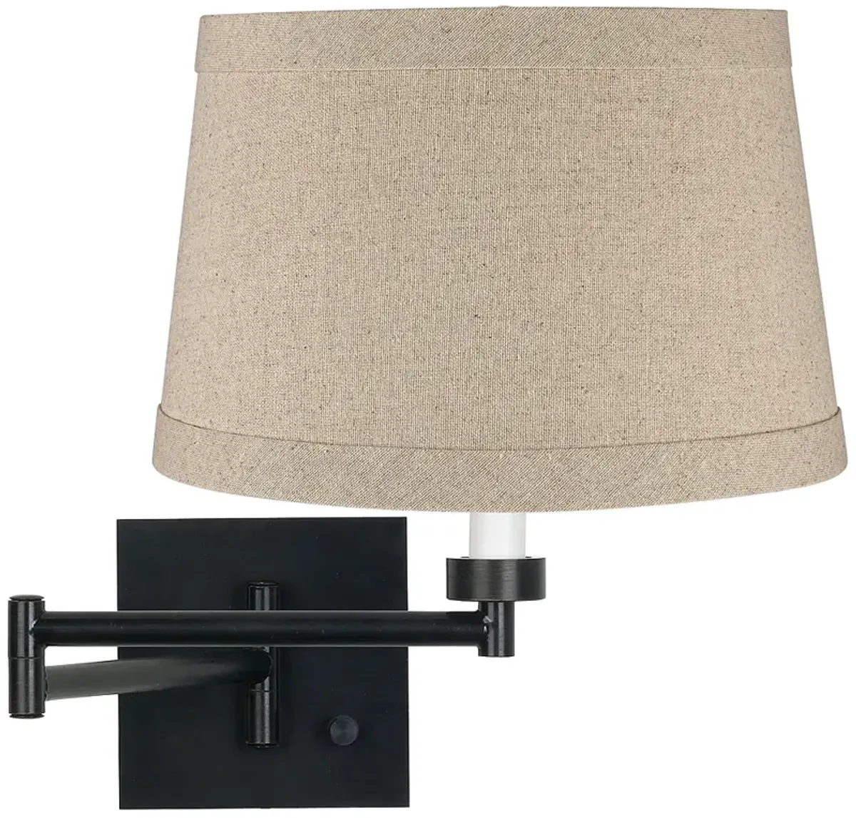 Franklin Iron 14-1/2" Linen Espresso Plug-In Swing Arm Wall Lamp