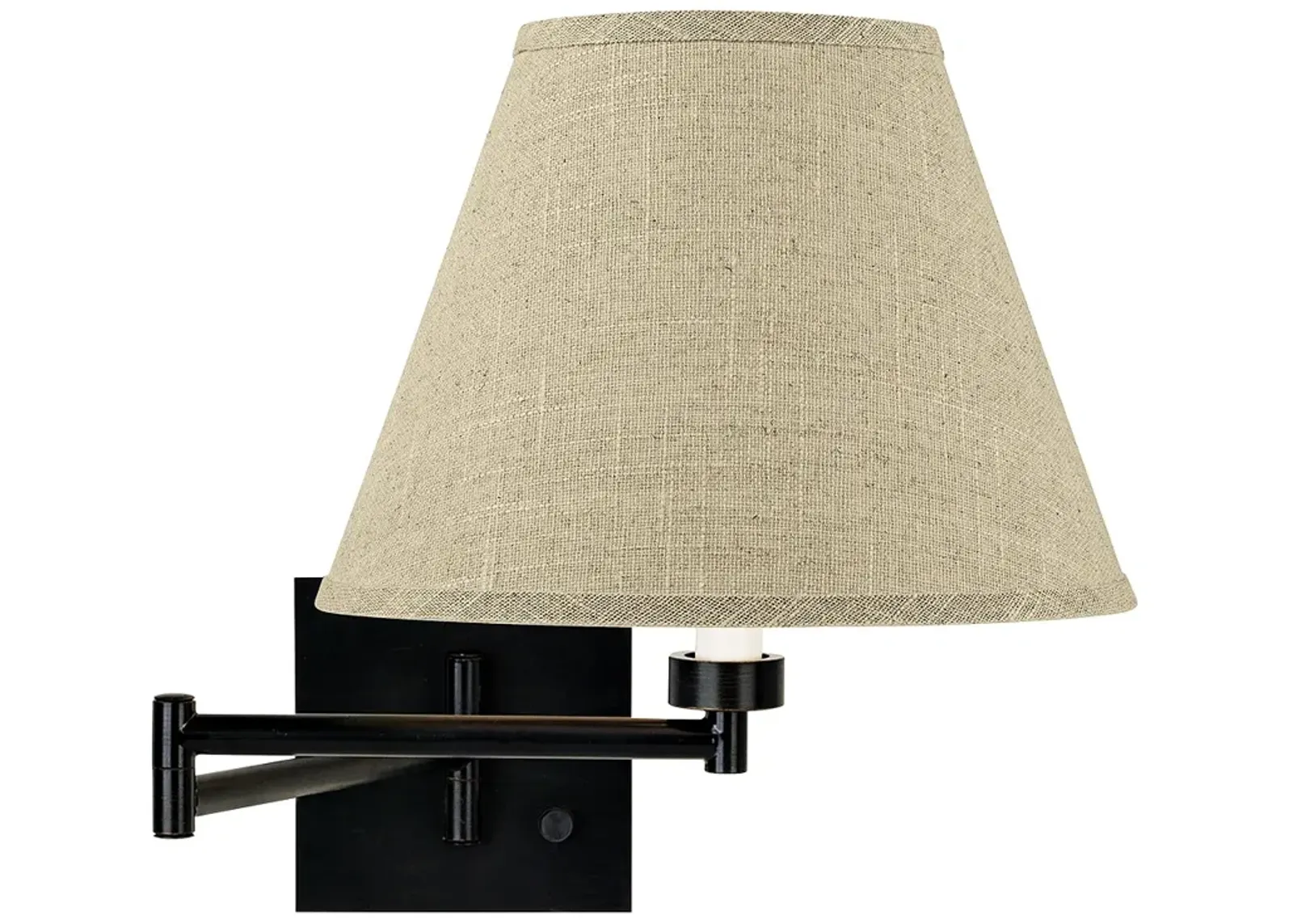 Fine Burlap Empire Espresso Plug-In Swing Arm Wall Lamp