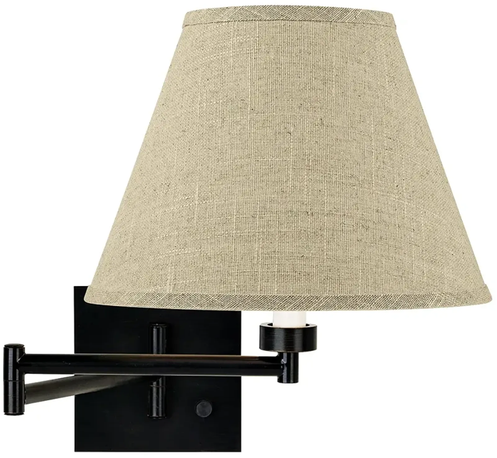 Fine Burlap Empire Espresso Plug-In Swing Arm Wall Lamp