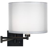 Double Sheer Silver Espresso Plug-In Swing Arm Wall Lamp