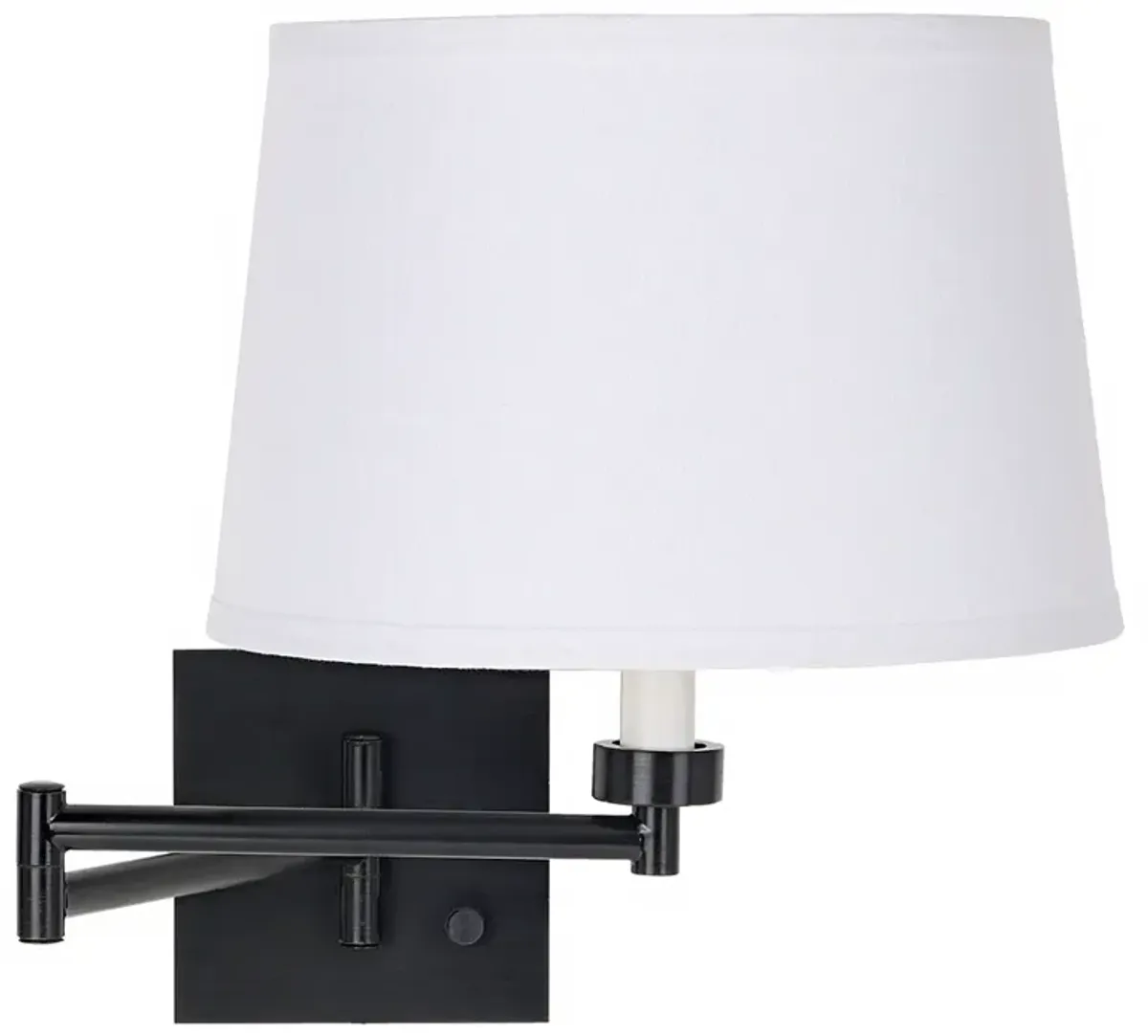 Franklin Iron Works Espresso and White Linen Plug-In Swing Arm Wall Lamp