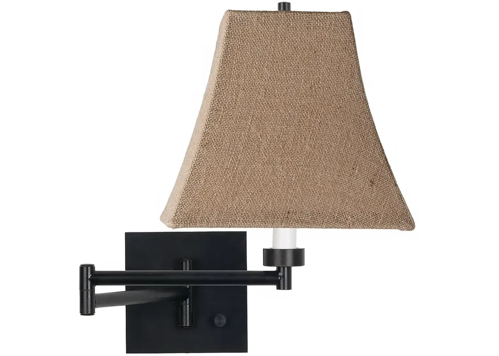 Franklin Iron Works Burlap and Espresso Plug-In Swing Arm Wall Lamp