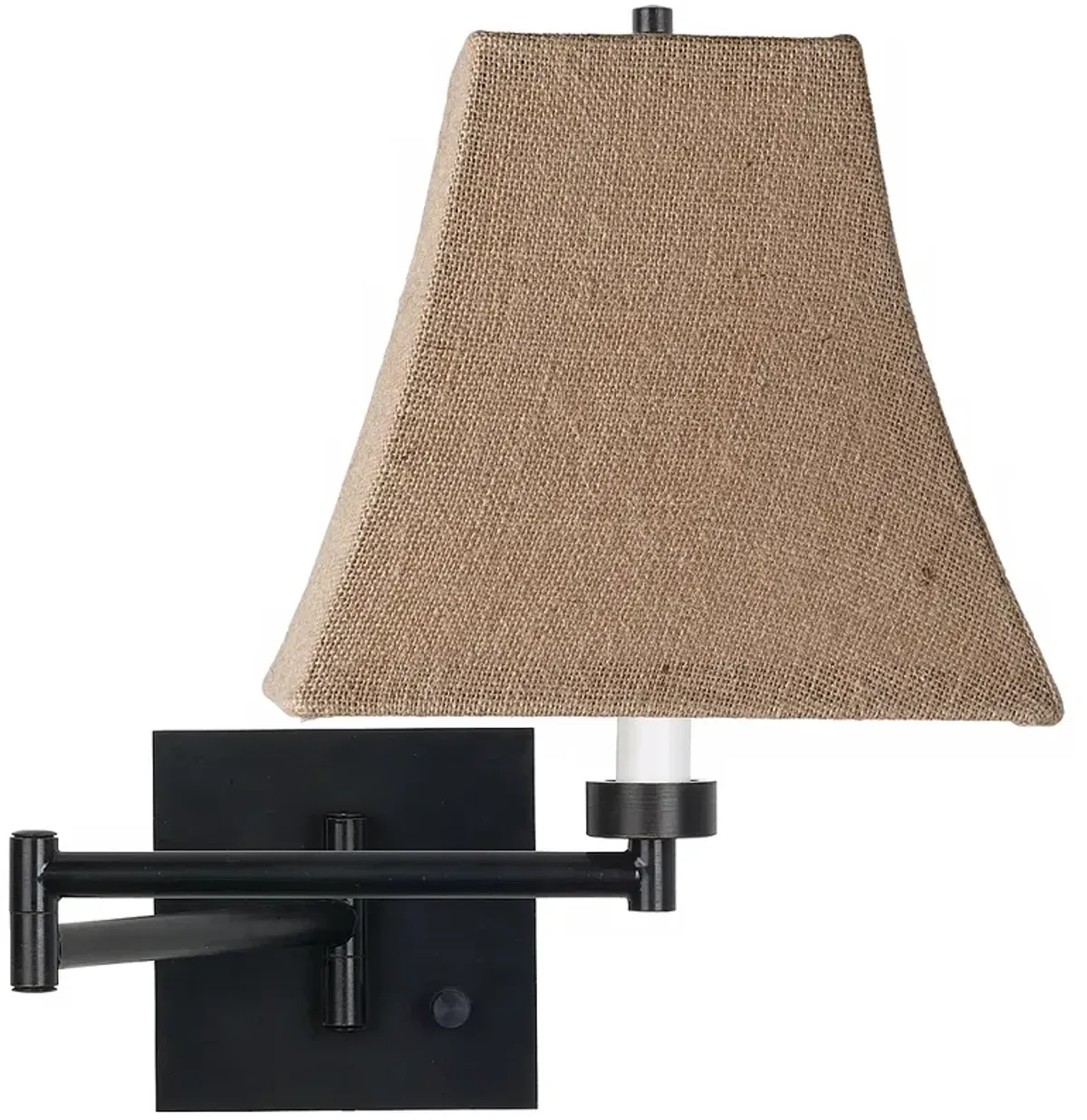 Franklin Iron Works Burlap and Espresso Plug-In Swing Arm Wall Lamp