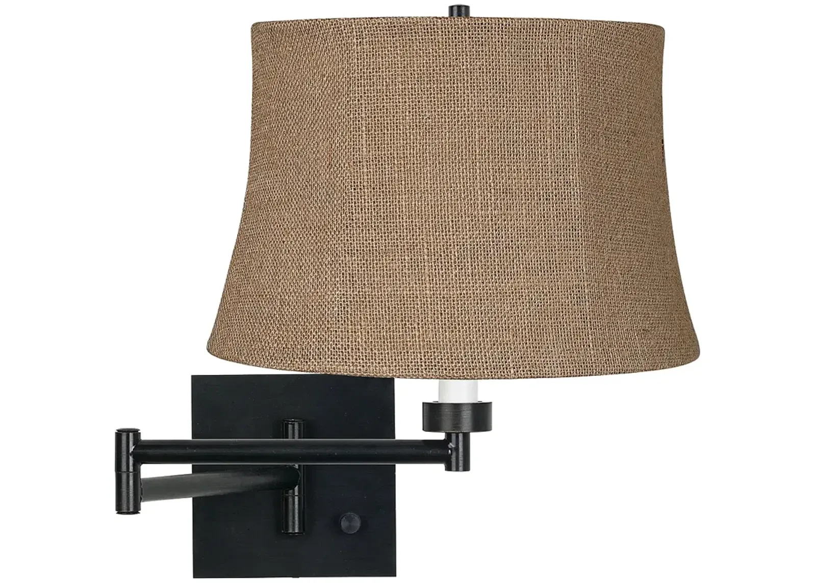 Franklin Iron Works Natural Burlap and Espresso Plug-In Swing Arm Wall Lamp